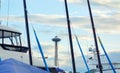 Space Needle among the boats Royalty Free Stock Photo